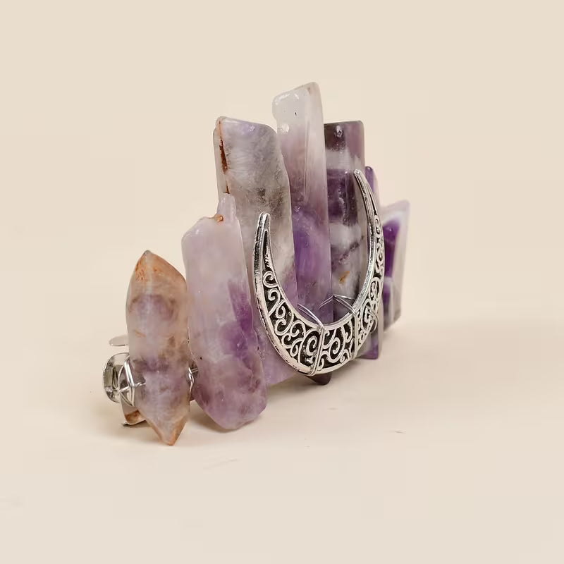 1 accessoire pour cheveux en améthyste naturelle (forme lune)